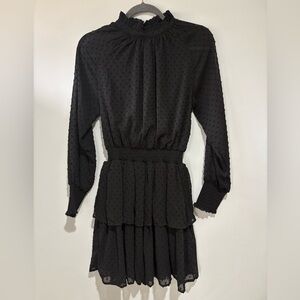 Mud Pie Black Textured Long Sleeve Dress